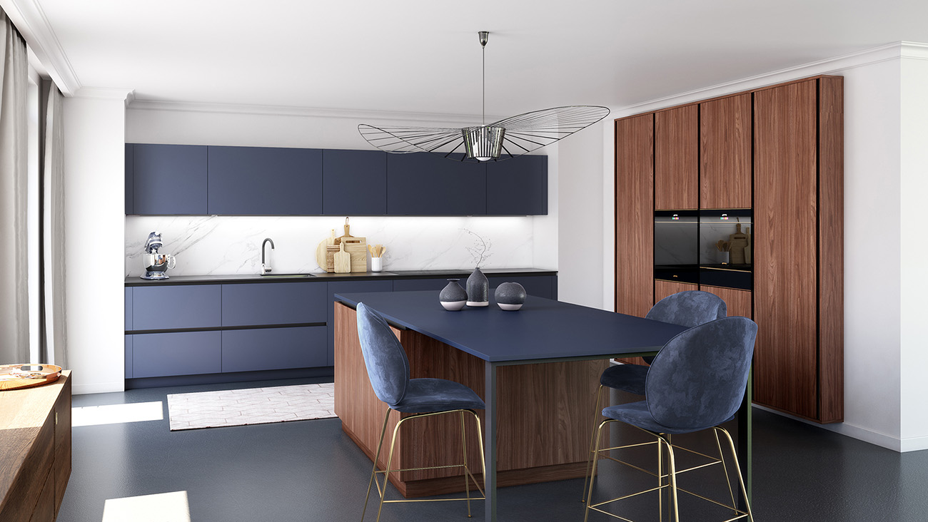 Cuisine bleue et bois