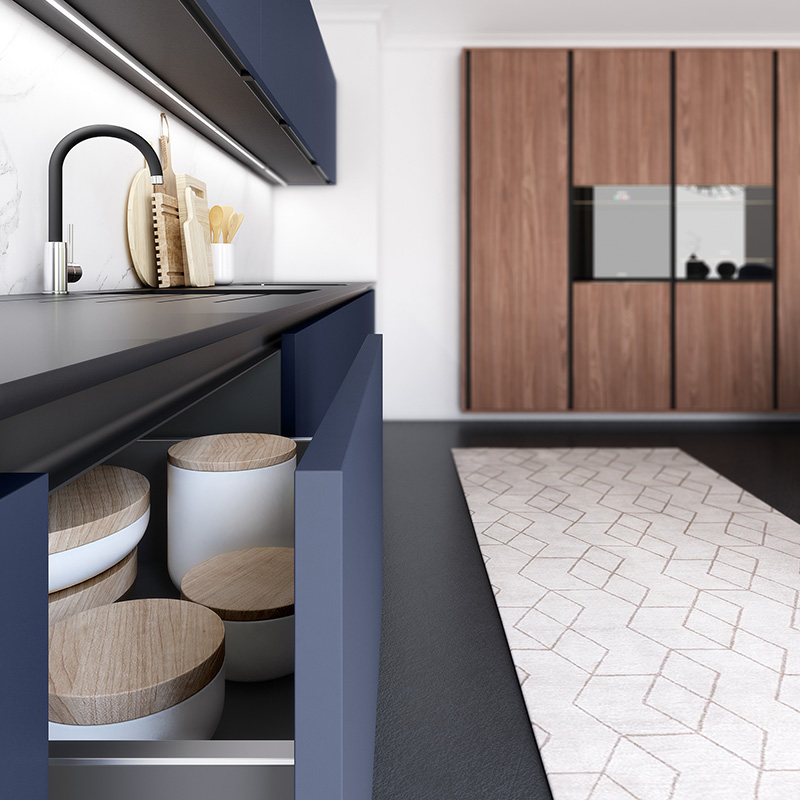 Cuisine bleue et bois