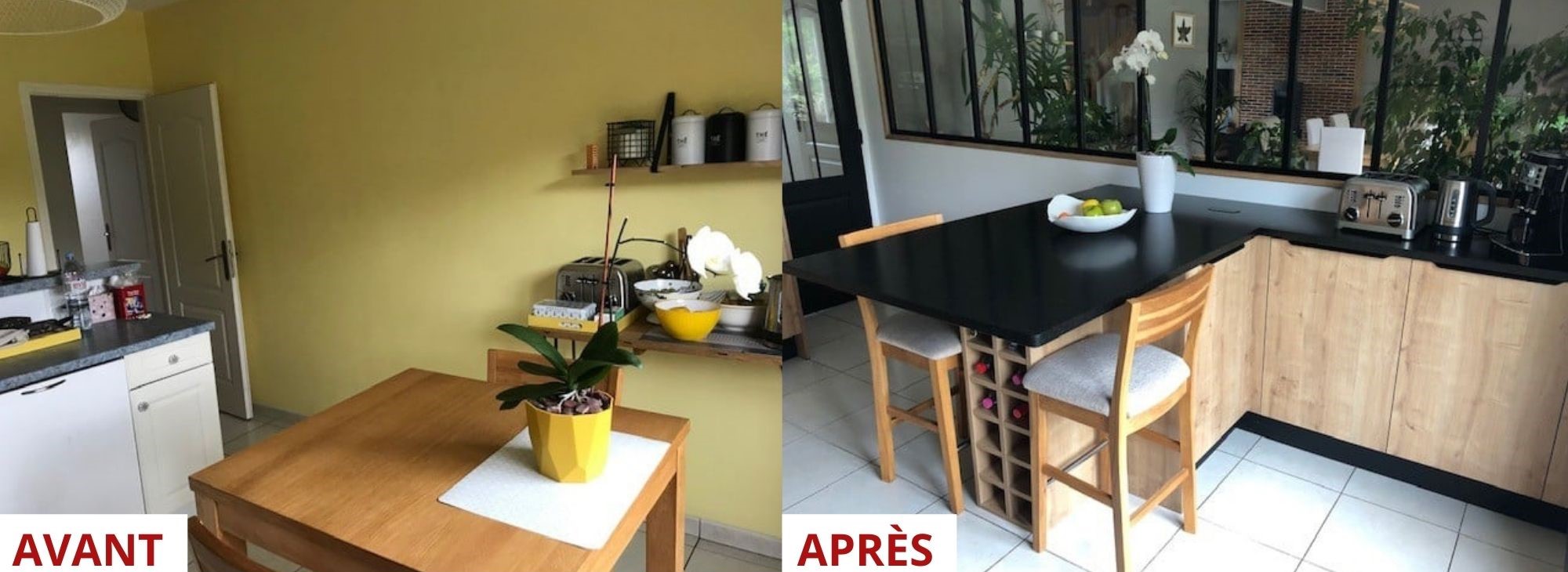 Rénovation cuisine noire et bois