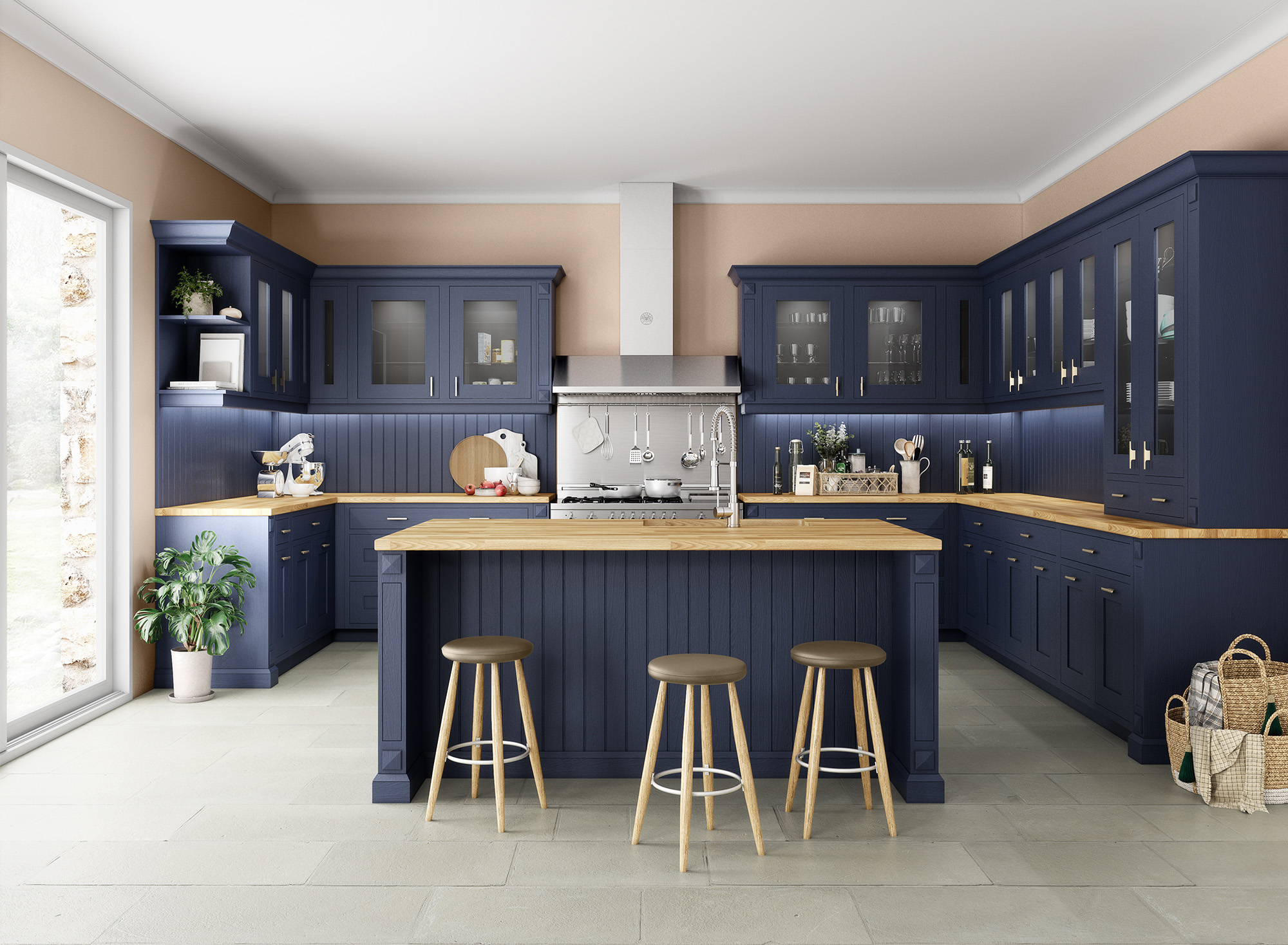 Cuisine bleue et bois