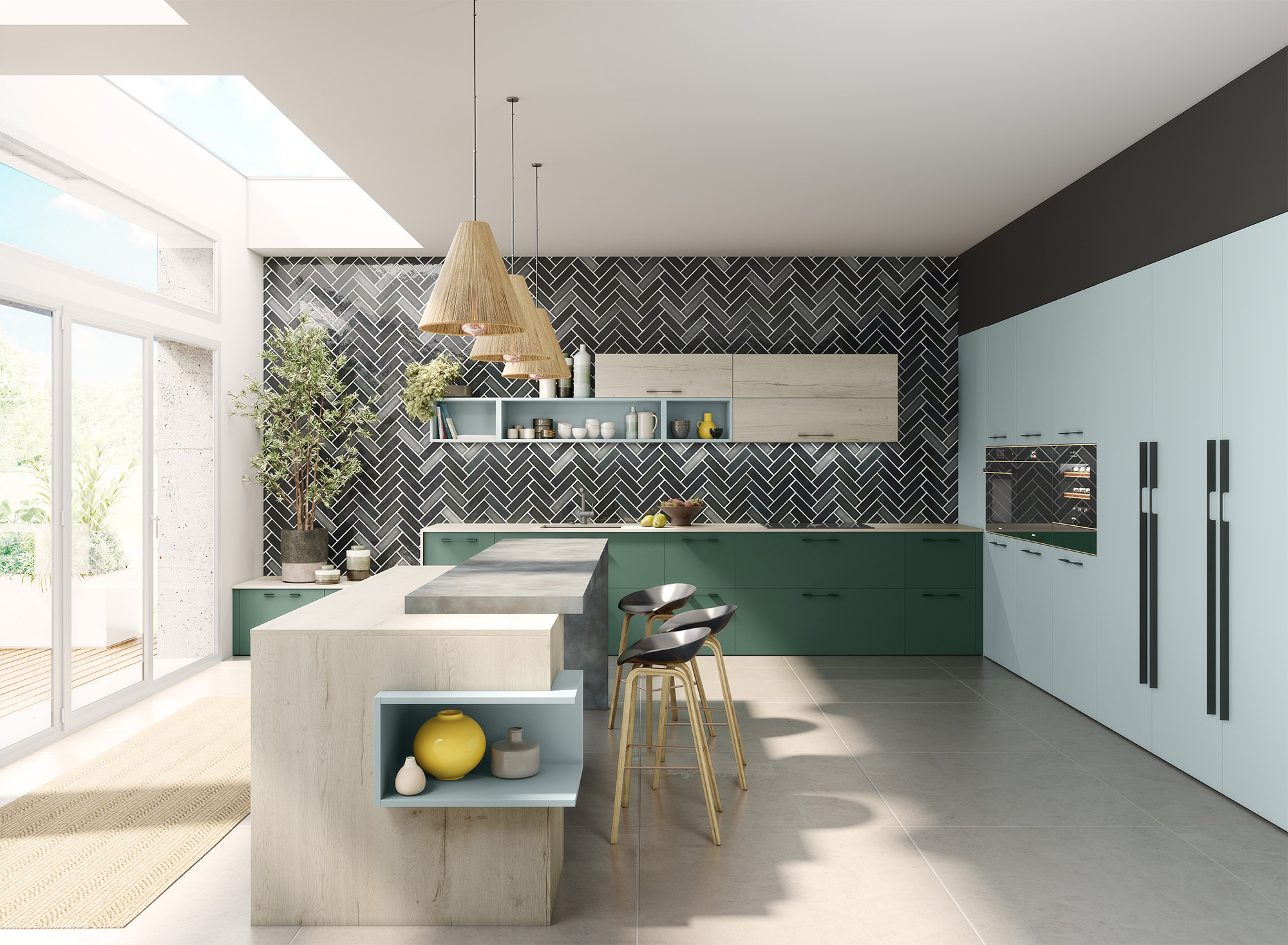 Cuisine bleue et verte