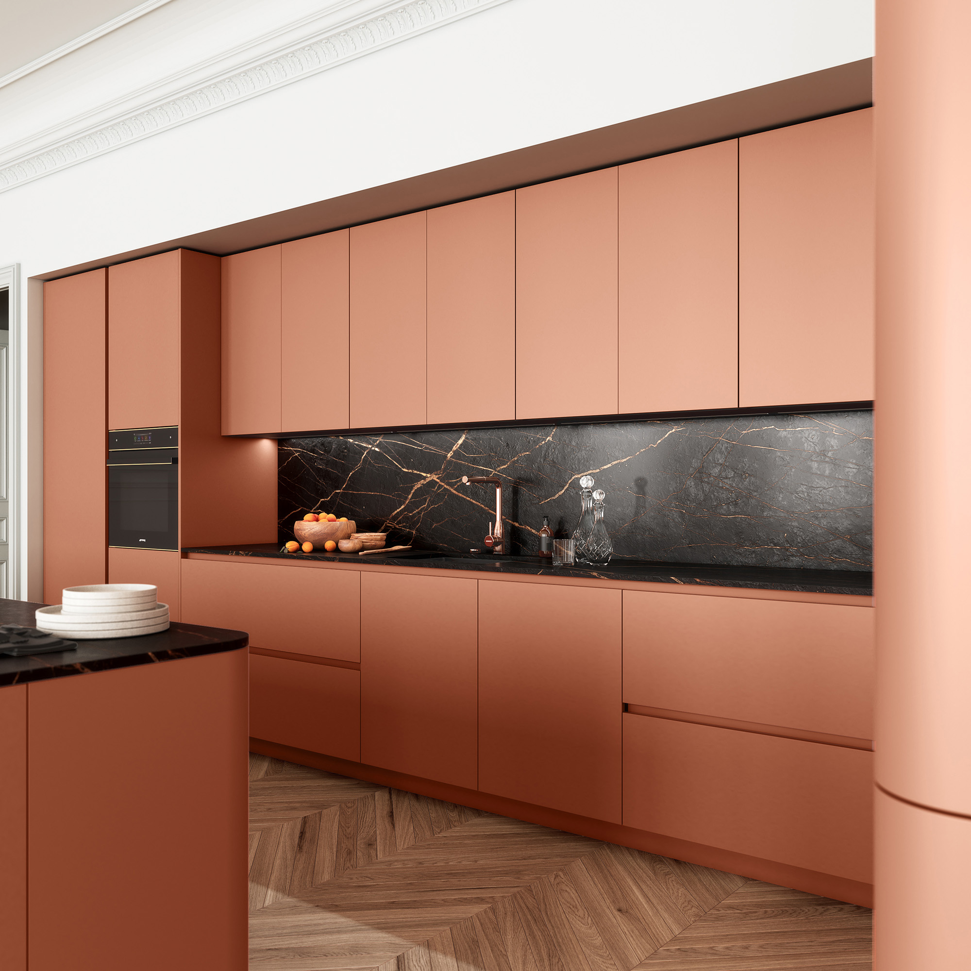 Cuisine arrondie terracotta