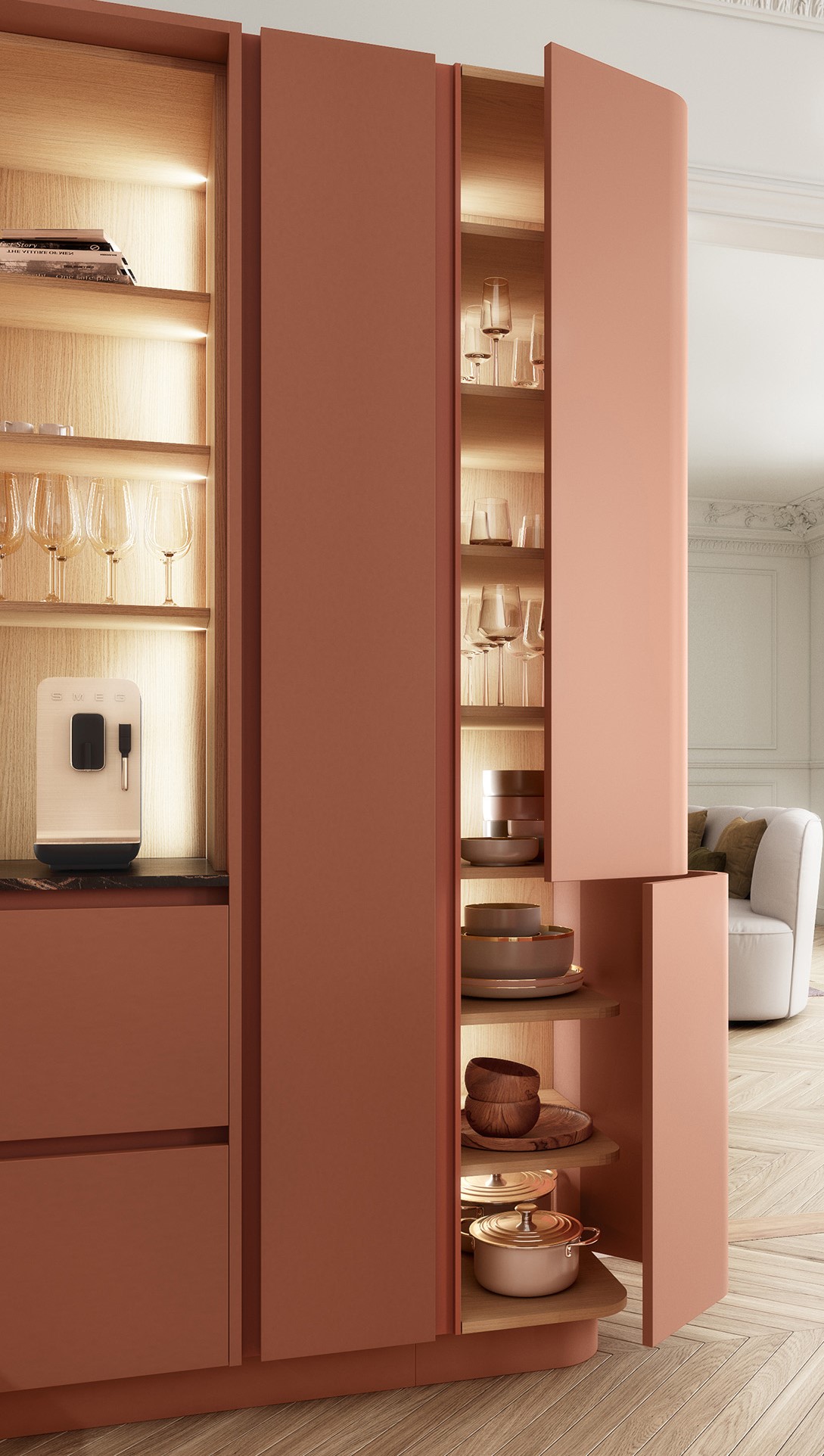 Rangement cuisine terracotta