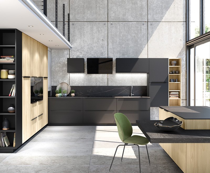 Cuisine fenix noire et bois 