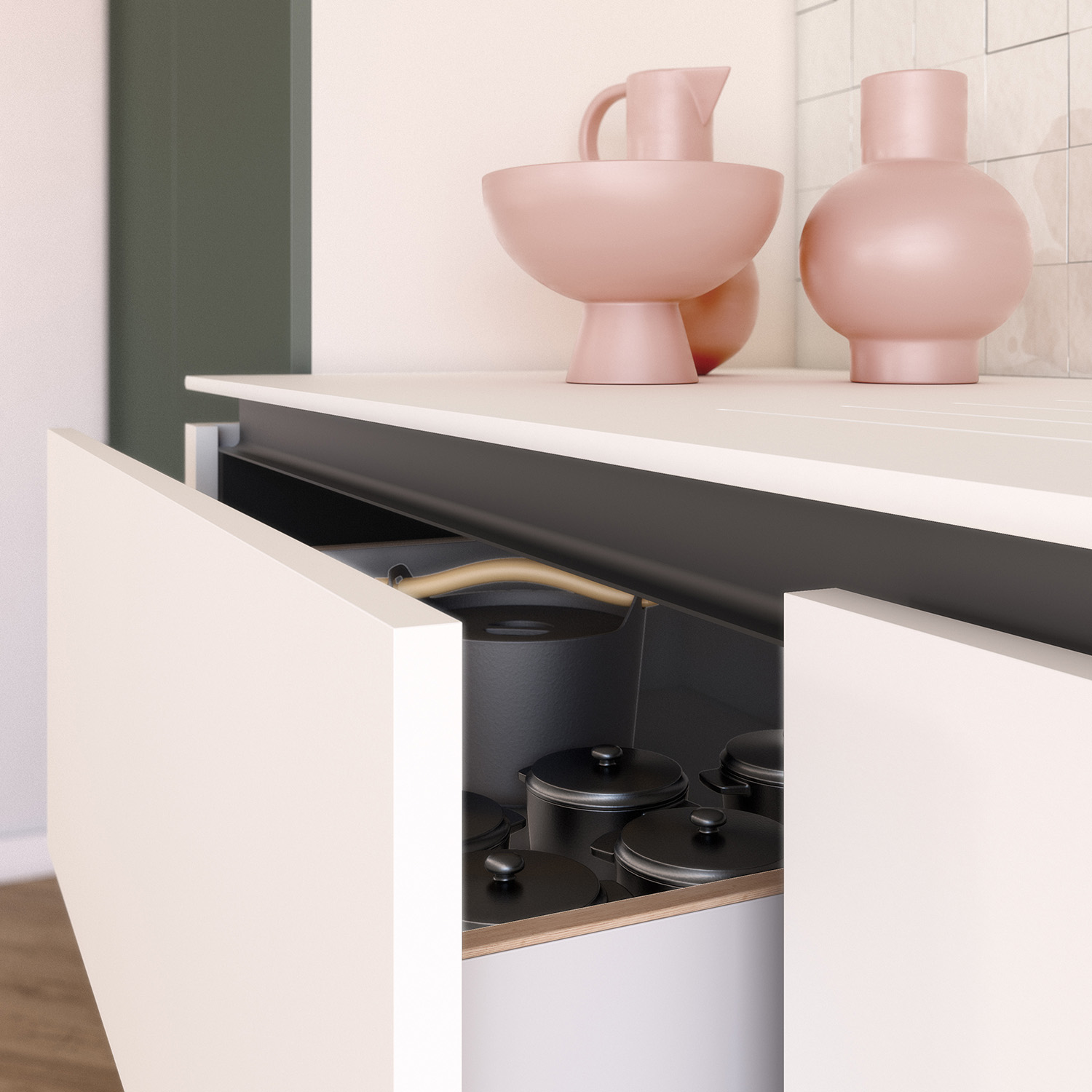 Plan de travail blanc cuisine