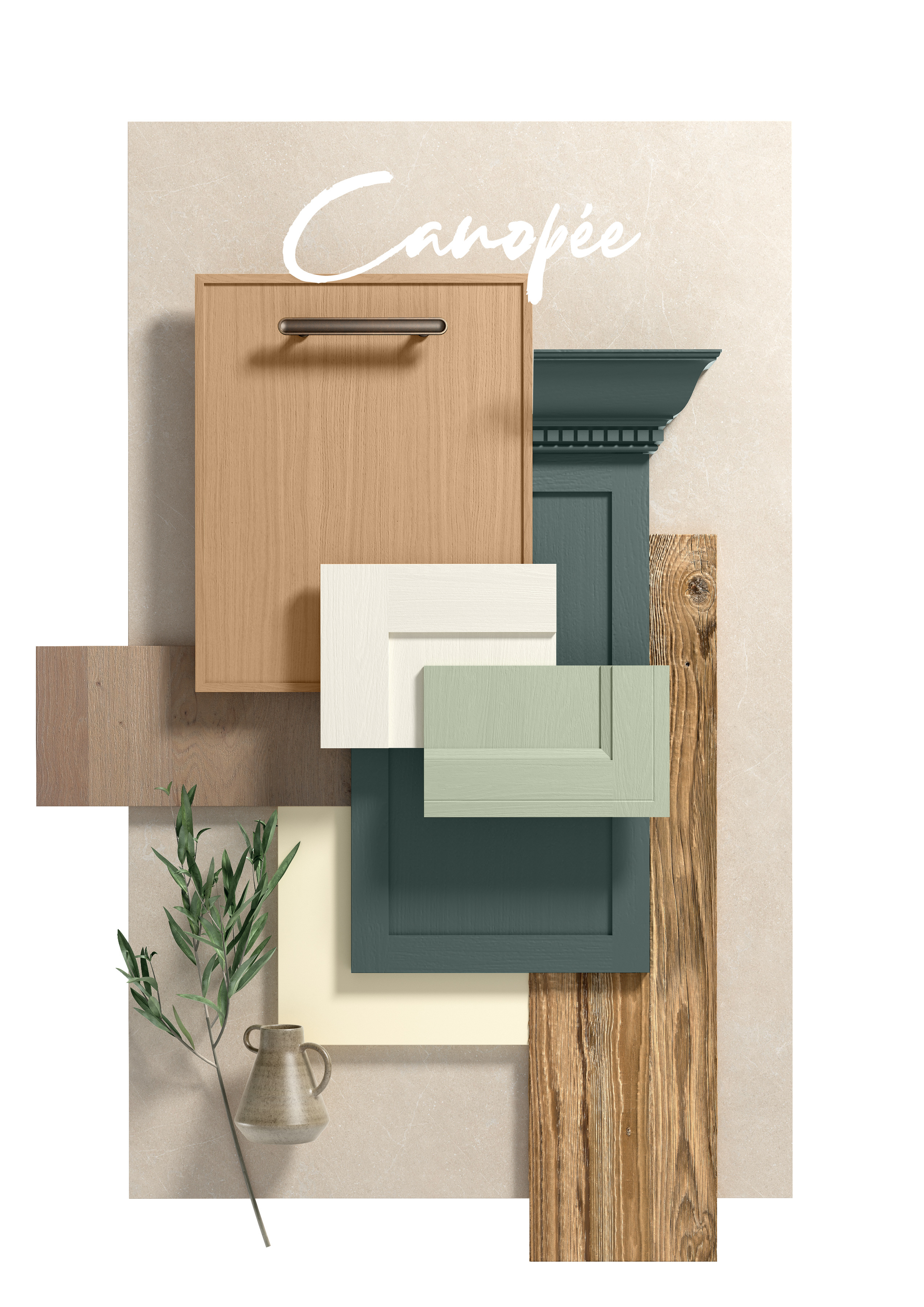 planche matières cuisine bois