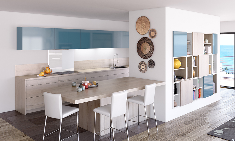 Cuisine blanche et bleue