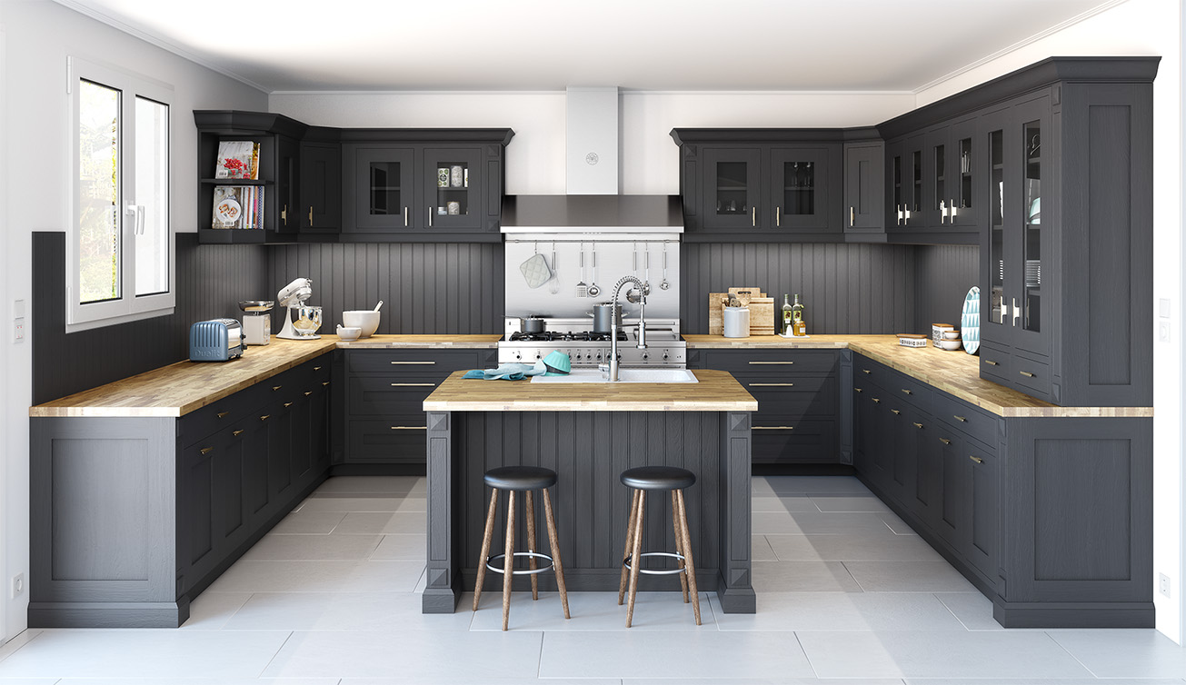 Cuisine noire et bois