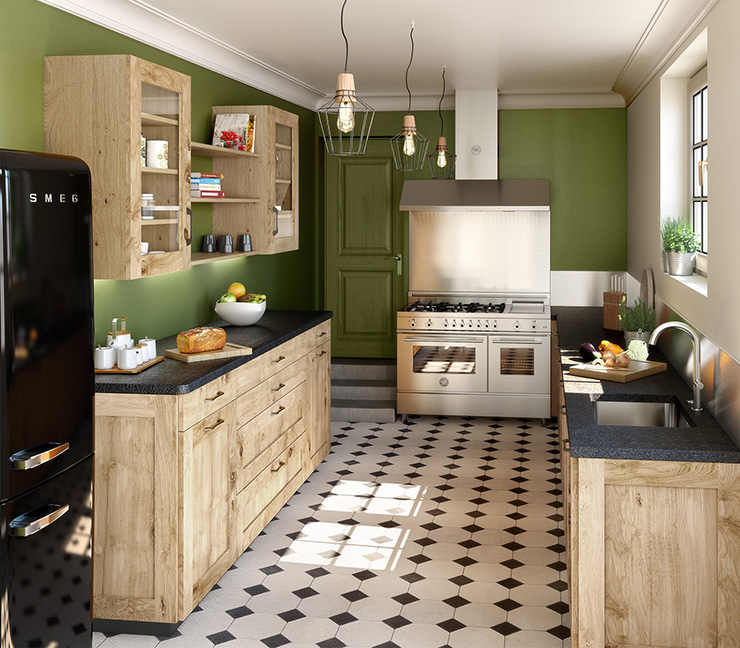 Petite cuisine noire et bois