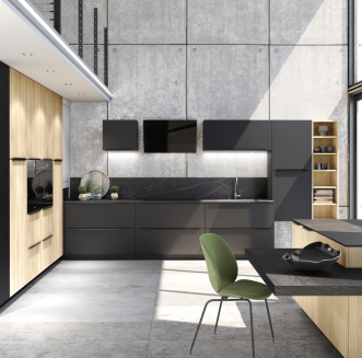 Cuisine haut de gamme noire et bois