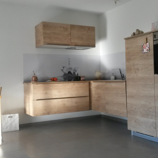 Cuisine en bois en L