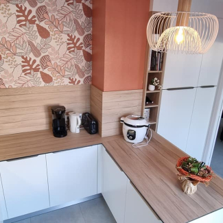 Cuisine blanche et bois