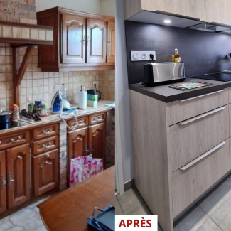 Cuisine en bois et noir