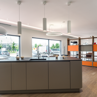 Ilot central cuisine gris