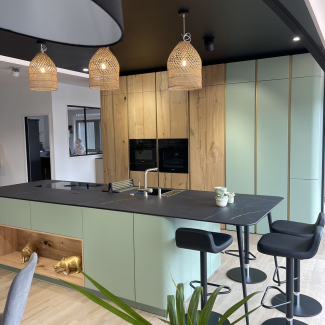 Cuisine vert et bois