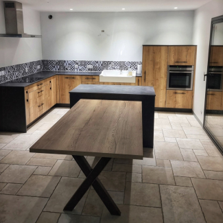 Cuisine en bois en L