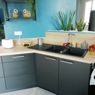 cuisine noire et bois