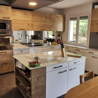 cuisine blanche et bois