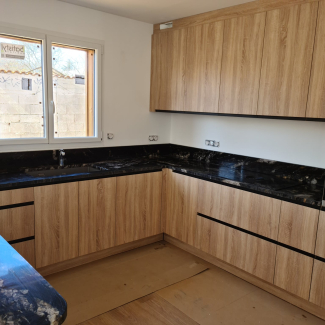 Cuisine en bois en L