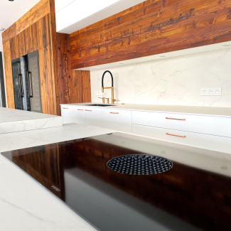 Cuisine blanche et bois