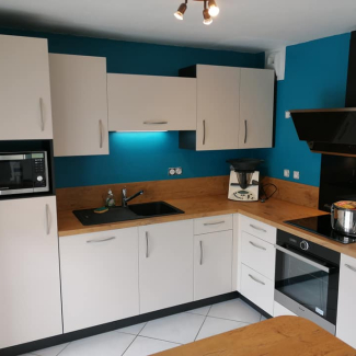 cuisine blanche et bois