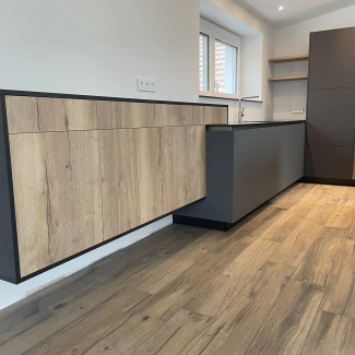 Cuisine gris et bois