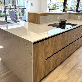 Ilot central bois et beige